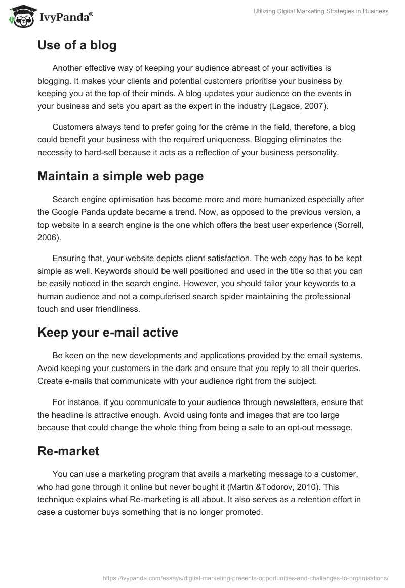 Utilizing Digital Marketing Strategies in Business. Page 2