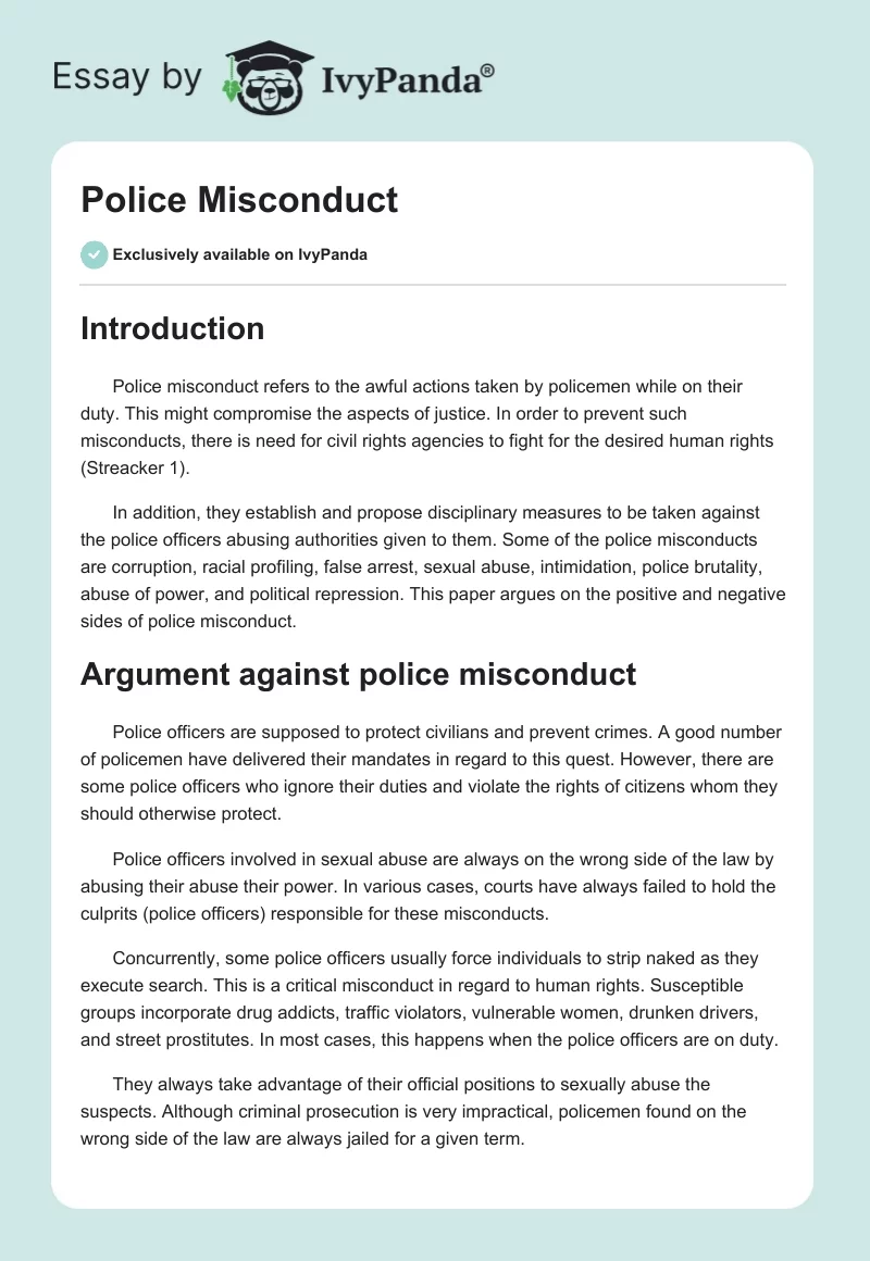 Police Misconduct. Page 1