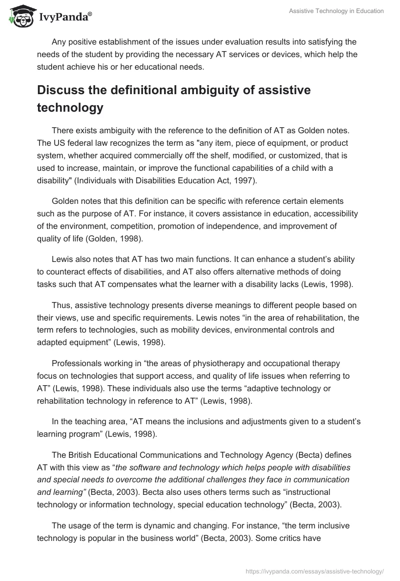 Assistive Technology in Education. Page 2