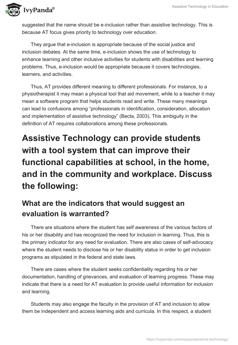 Assistive Technology in Education. Page 3