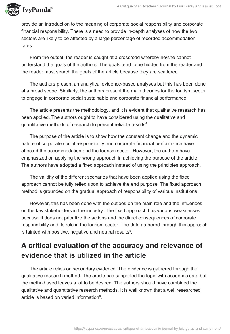 A Critique of an Academic Journal by Luis Garay and Xavier Font. Page 2