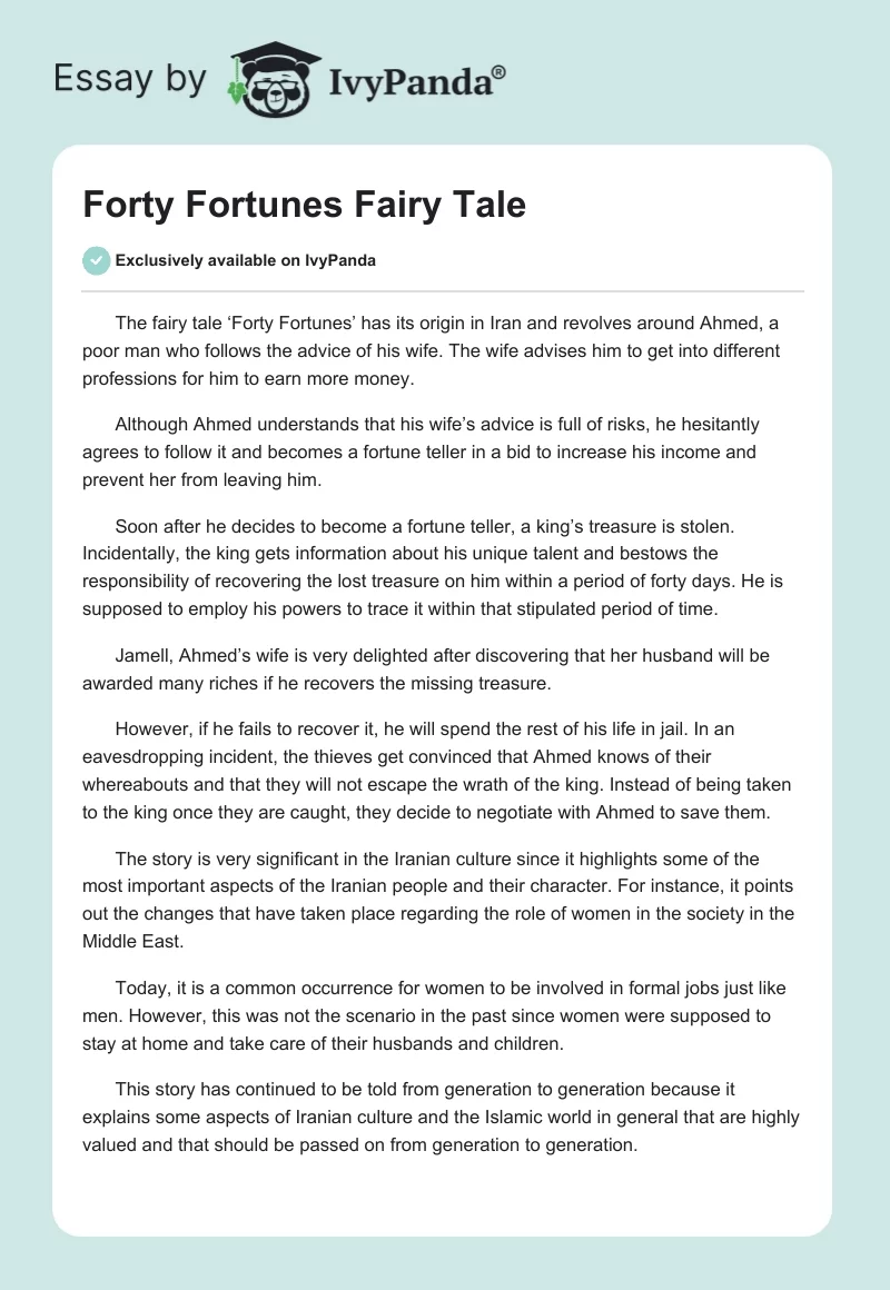 "Forty Fortunes" Fairy Tale. Page 1