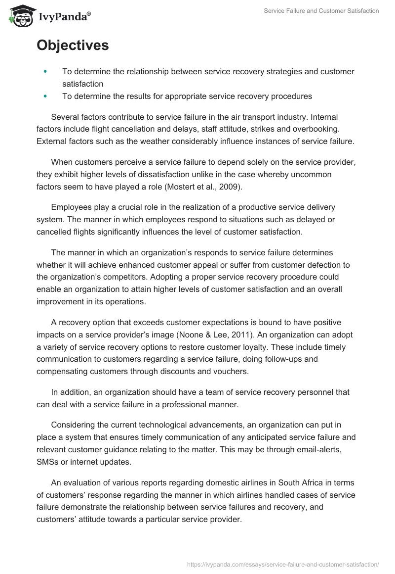 Service Failure and Customer Satisfaction. Page 2