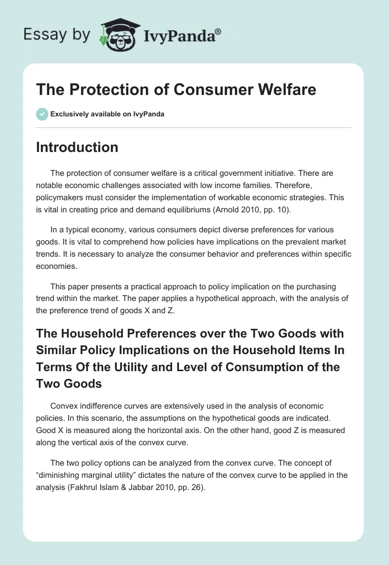 The Protection of Consumer Welfare. Page 1