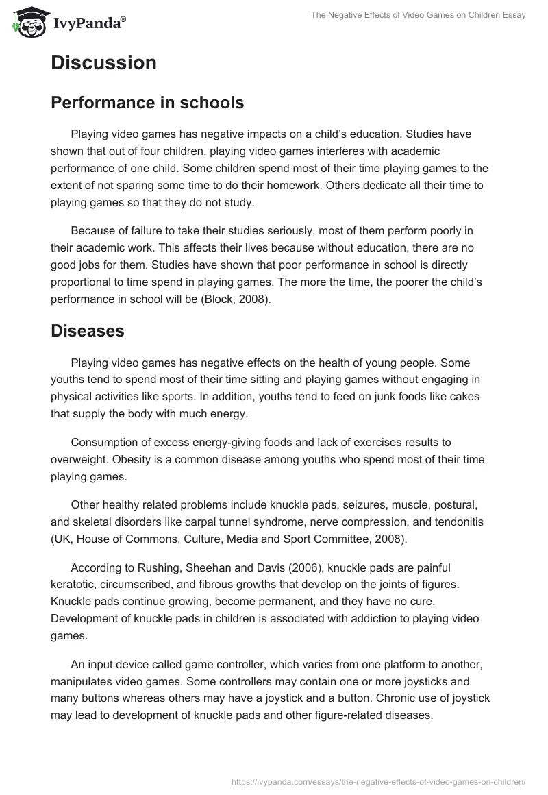 The Negative Effects of Video Games on Children Essay. Page 2