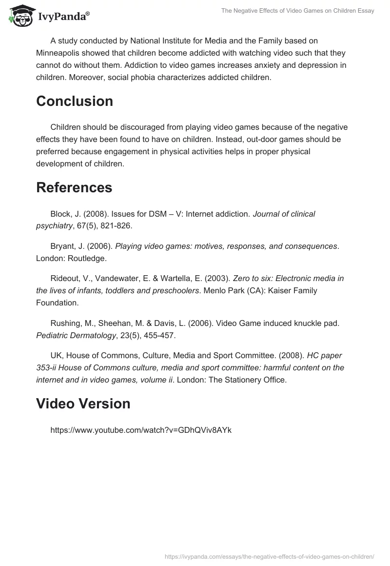 The Negative Effects of Video Games on Children Essay. Page 4