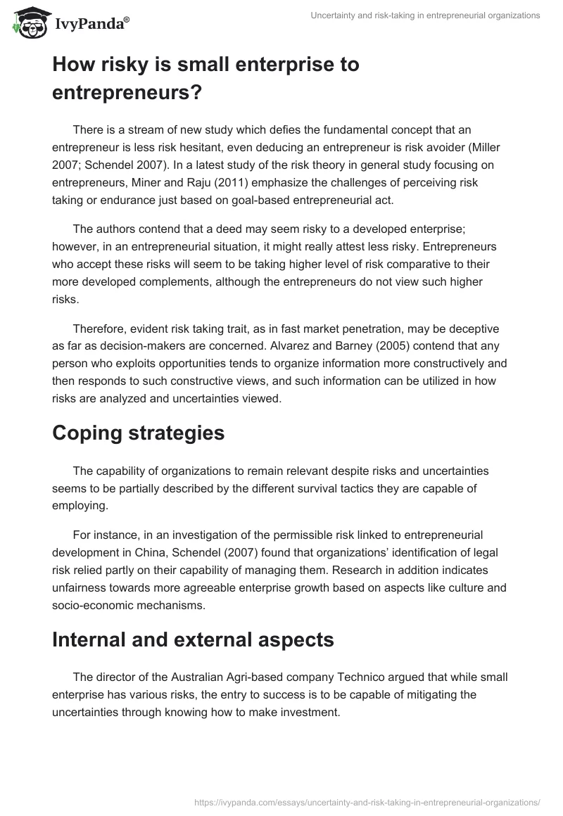 Uncertainty and risk-taking in entrepreneurial organizations. Page 4
