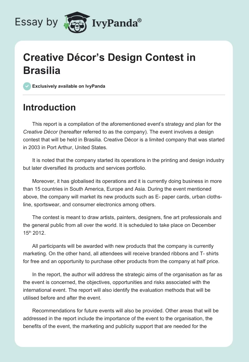 Creative Décor’s Design Contest in Brasilia. Page 1