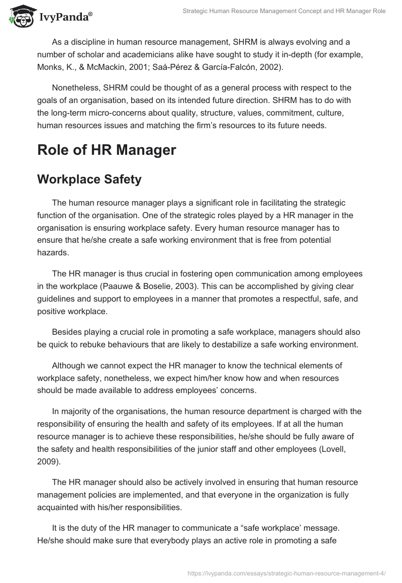 Strategic Human Resource Management Concept and HR Manager Role. Page 2