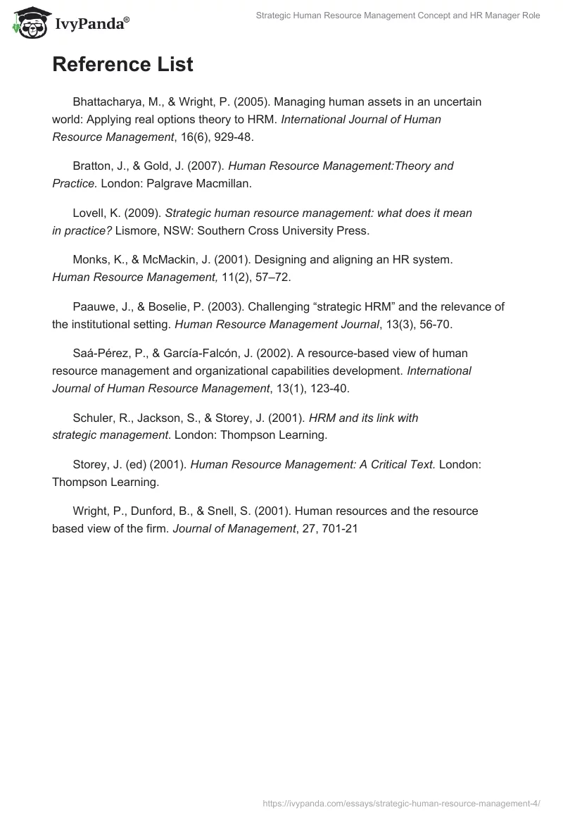 Strategic Human Resource Management Concept and HR Manager Role. Page 5