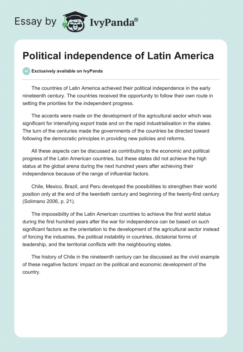 Political independence of Latin America. Page 1