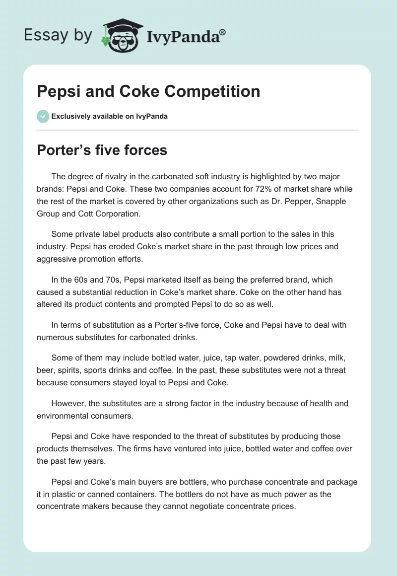 Pepsi and Coke Competition. Page 1