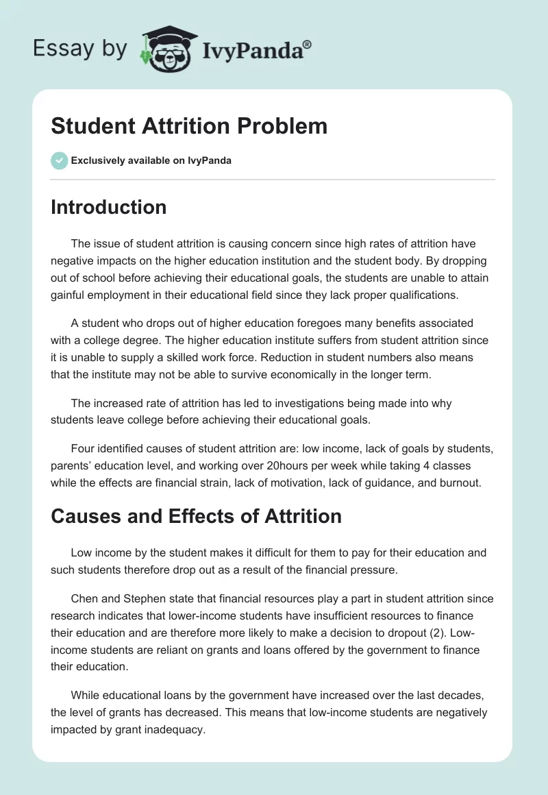 Student Attrition Problem. Page 1
