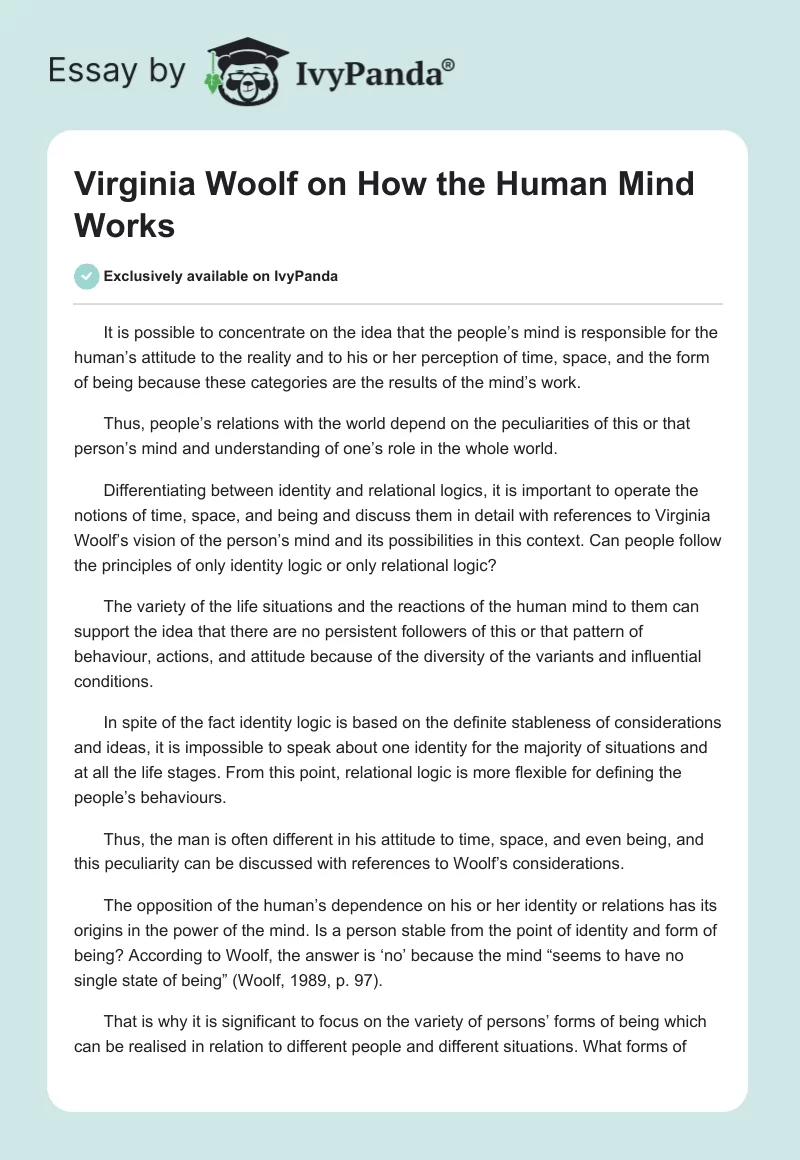Virginia Woolf on How the Human Mind Works. Page 1