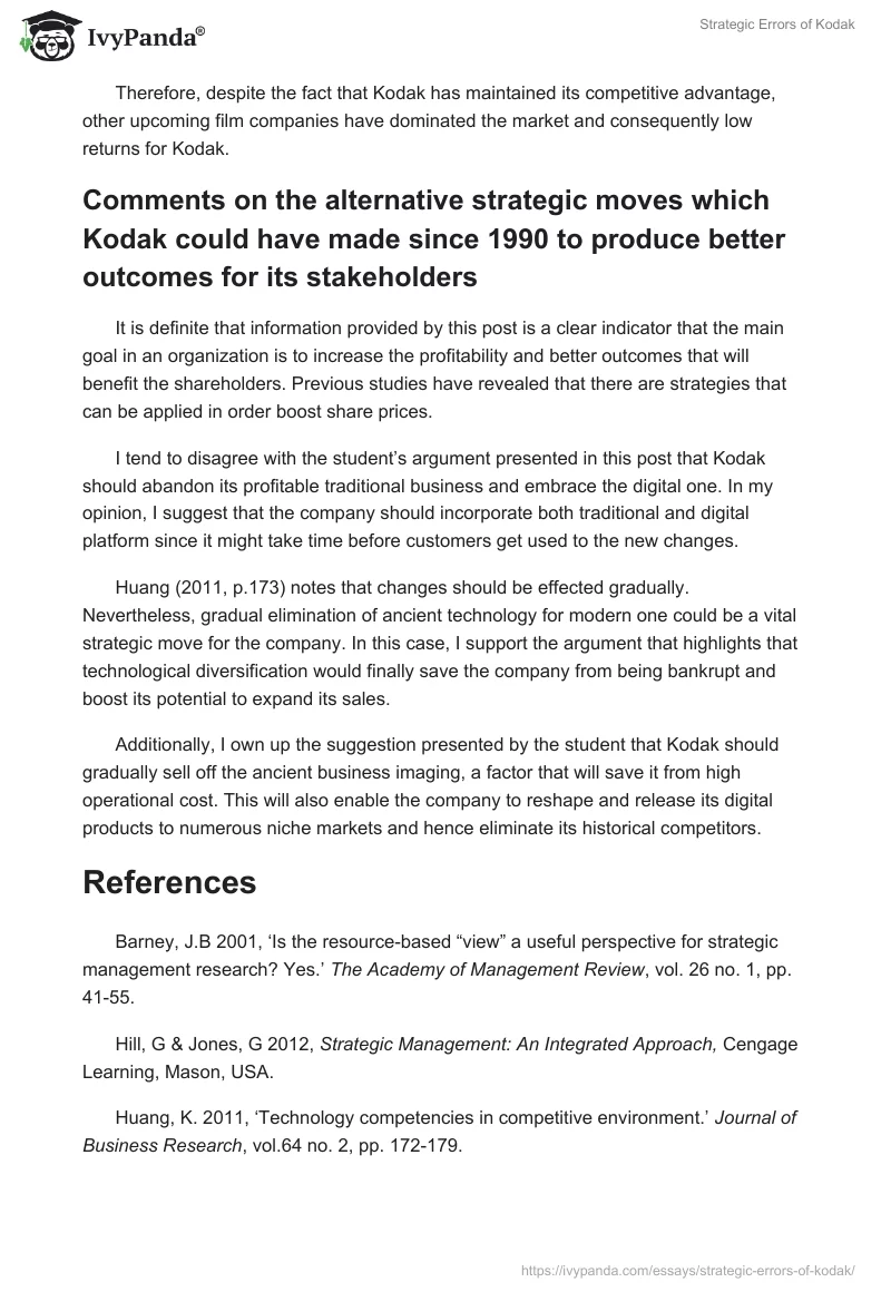 Strategic Errors of Kodak. Page 2