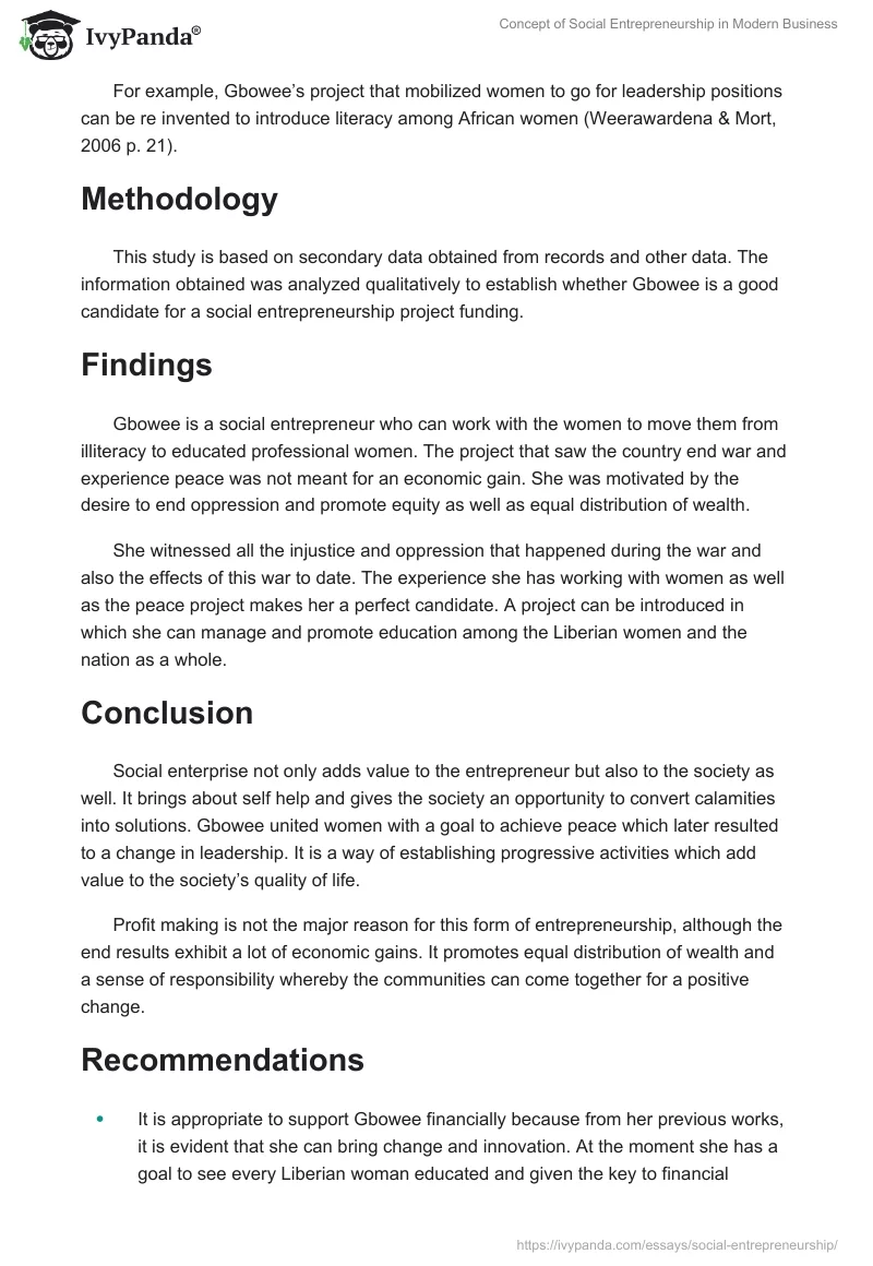 Concept of Social Entrepreneurship in Modern Business. Page 4