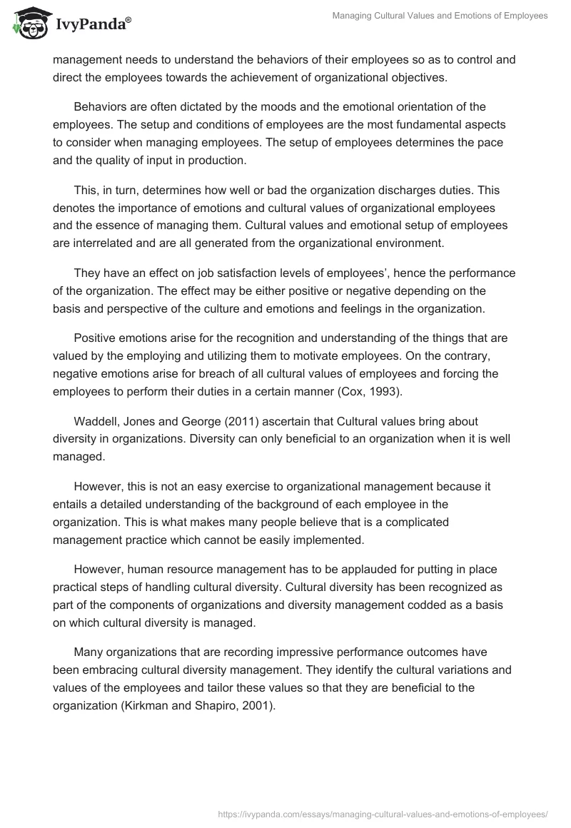 Managing Cultural Values and Emotions of Employees. Page 2