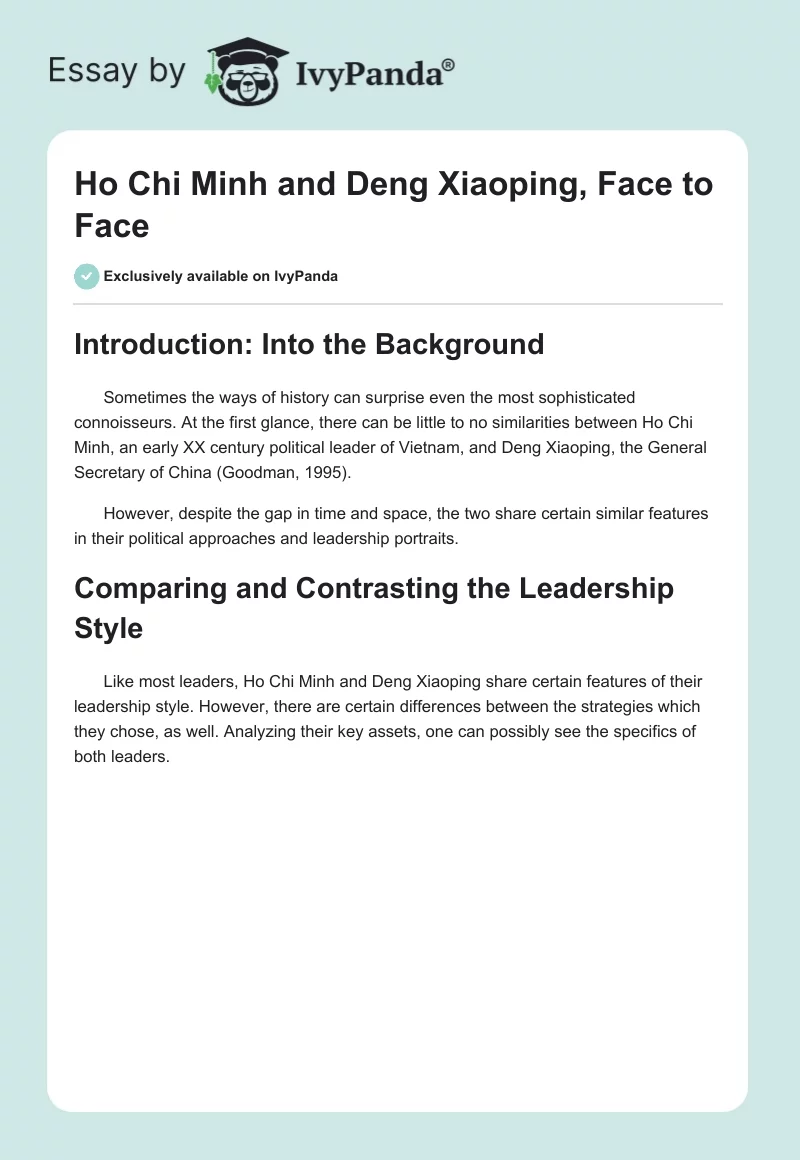 Ho Chi Minh and Deng Xiaoping, Face to Face. Page 1
