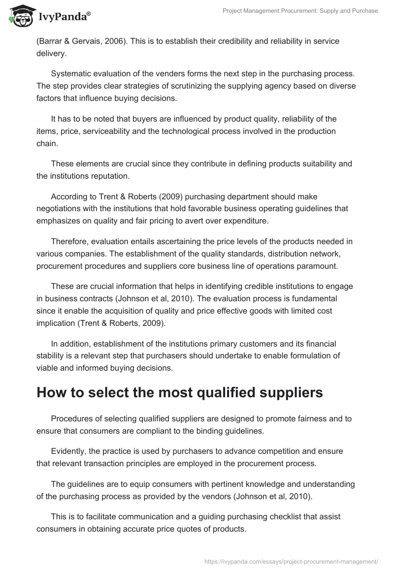 Project Management Procurement: Supply and Purchase. Page 5