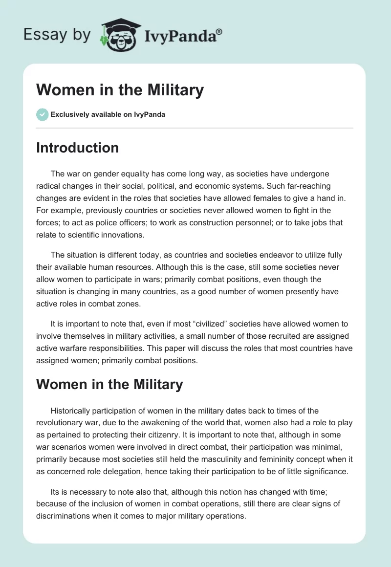 Women in the Military. Page 1