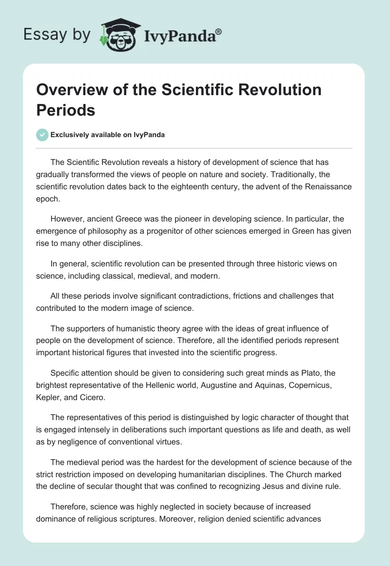 Overview of the Scientific Revolution Periods. Page 1