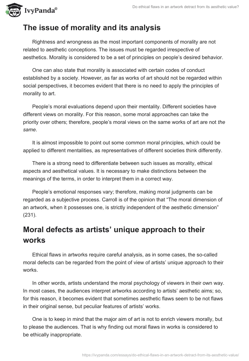 Do ethical flaws in an artwork detract from its aesthetic value?. Page 4
