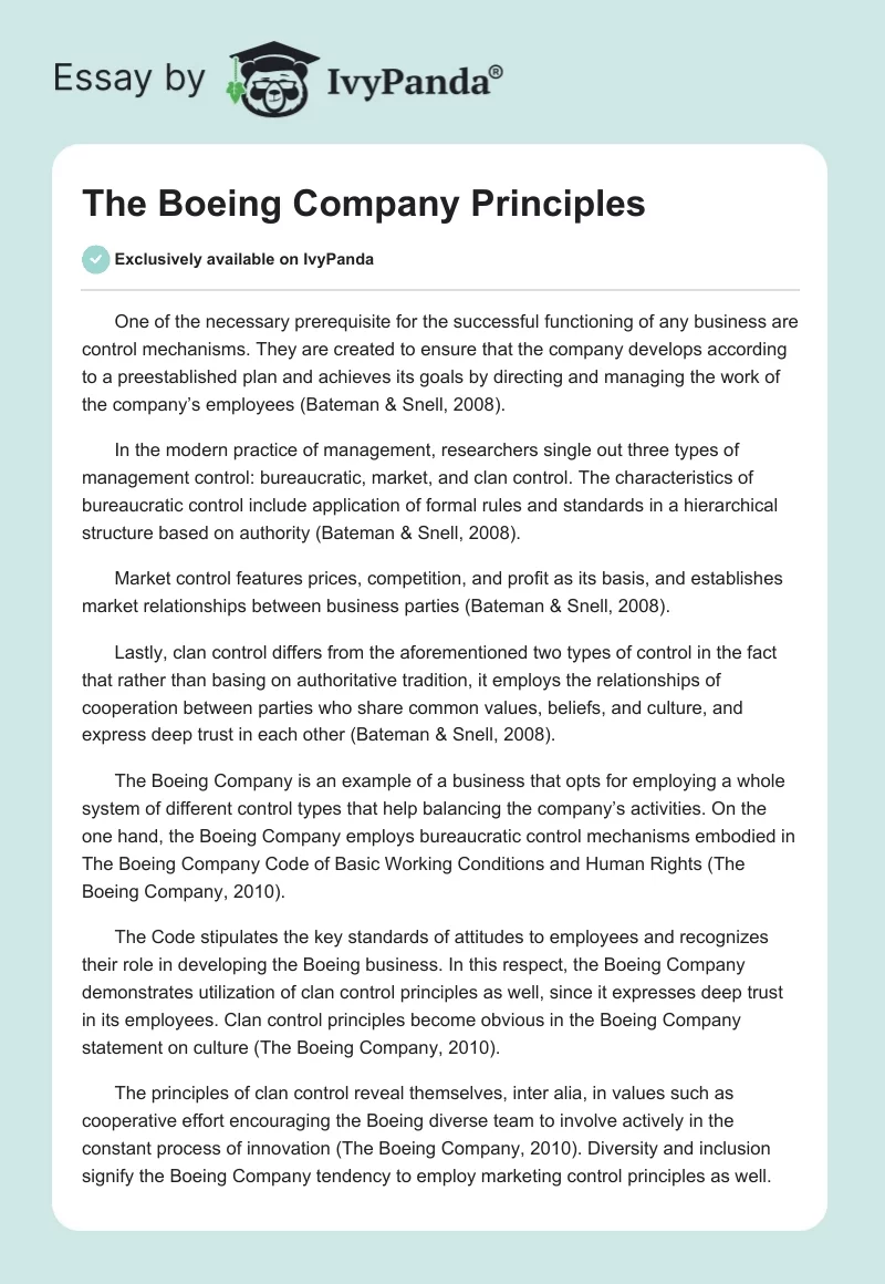 The Boeing Company Principles. Page 1