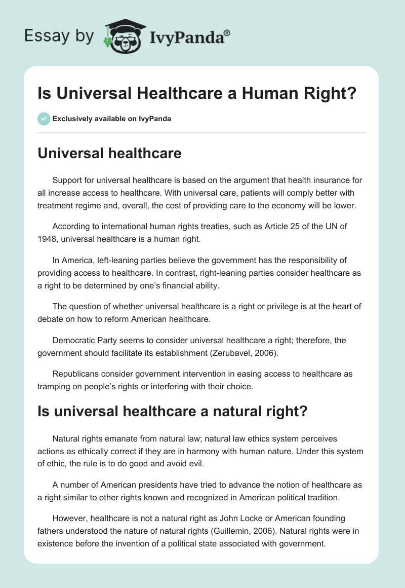 Is Universal Healthcare a Human Right?. Page 1