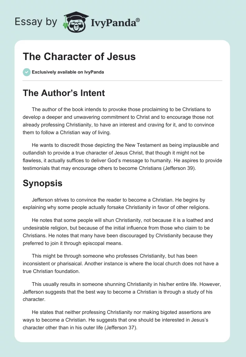 The Character of Jesus. Page 1
