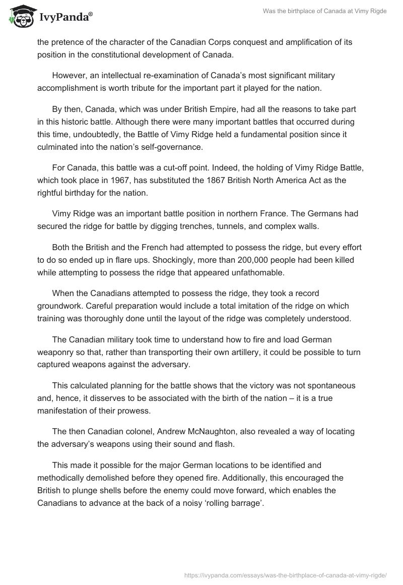 Was the birthplace of Canada at Vimy Rigde. Page 2