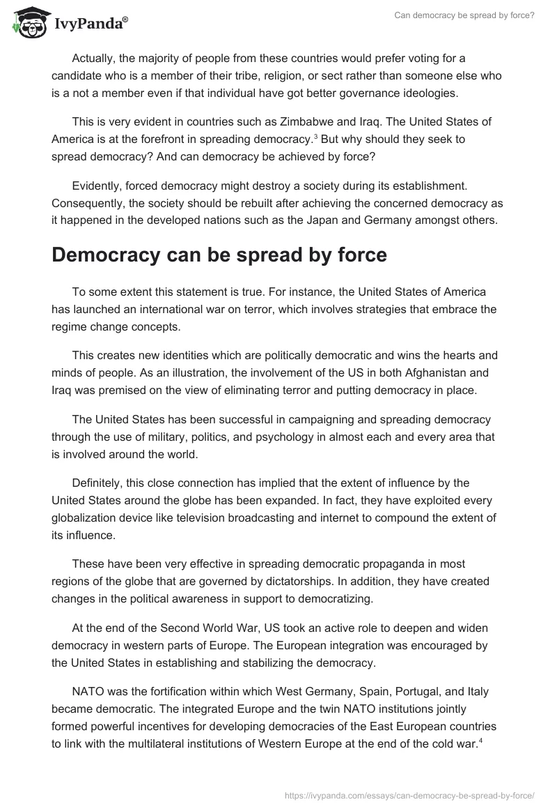 Can Democracy Be Spread by Force?. Page 2