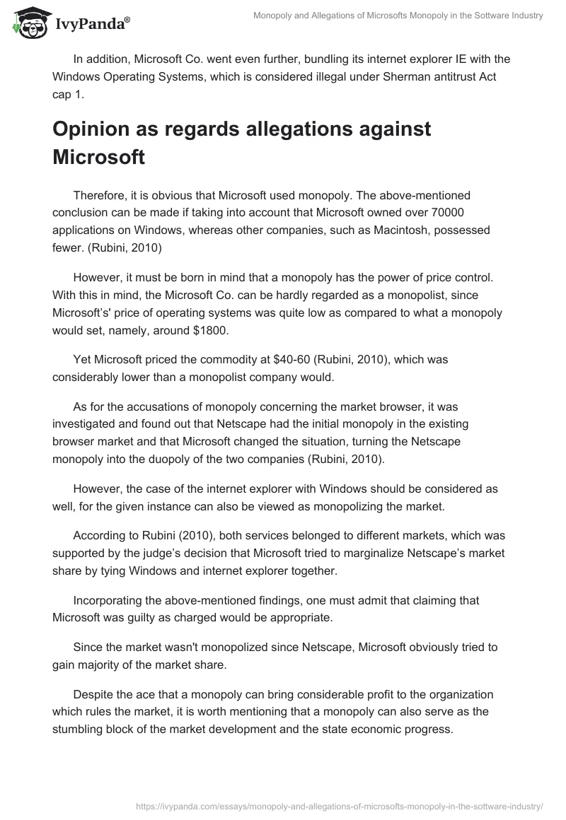 Monopoly and Allegations of Microsofts Monopoly in the Sottware Industry. Page 2