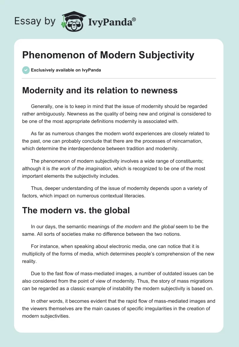 Phenomenon of Modern Subjectivity. Page 1