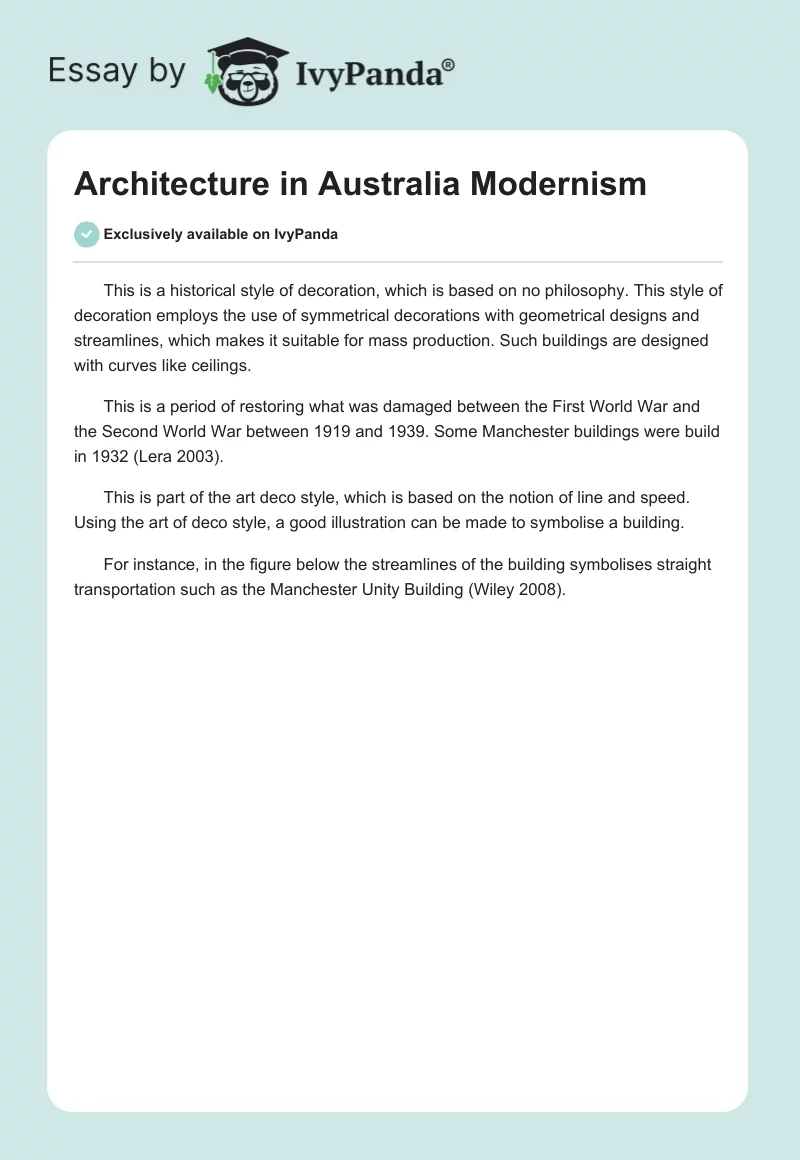 Architecture in Australia Modernism. Page 1