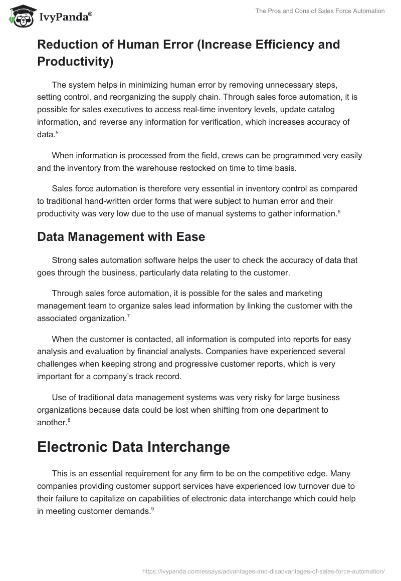 The Pros and Cons of Sales Force Automation. Page 2