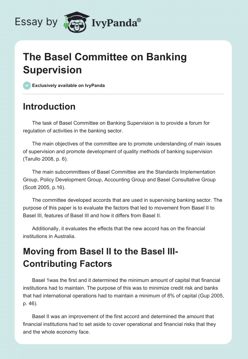 The Basel Committee on Banking Supervision. Page 1