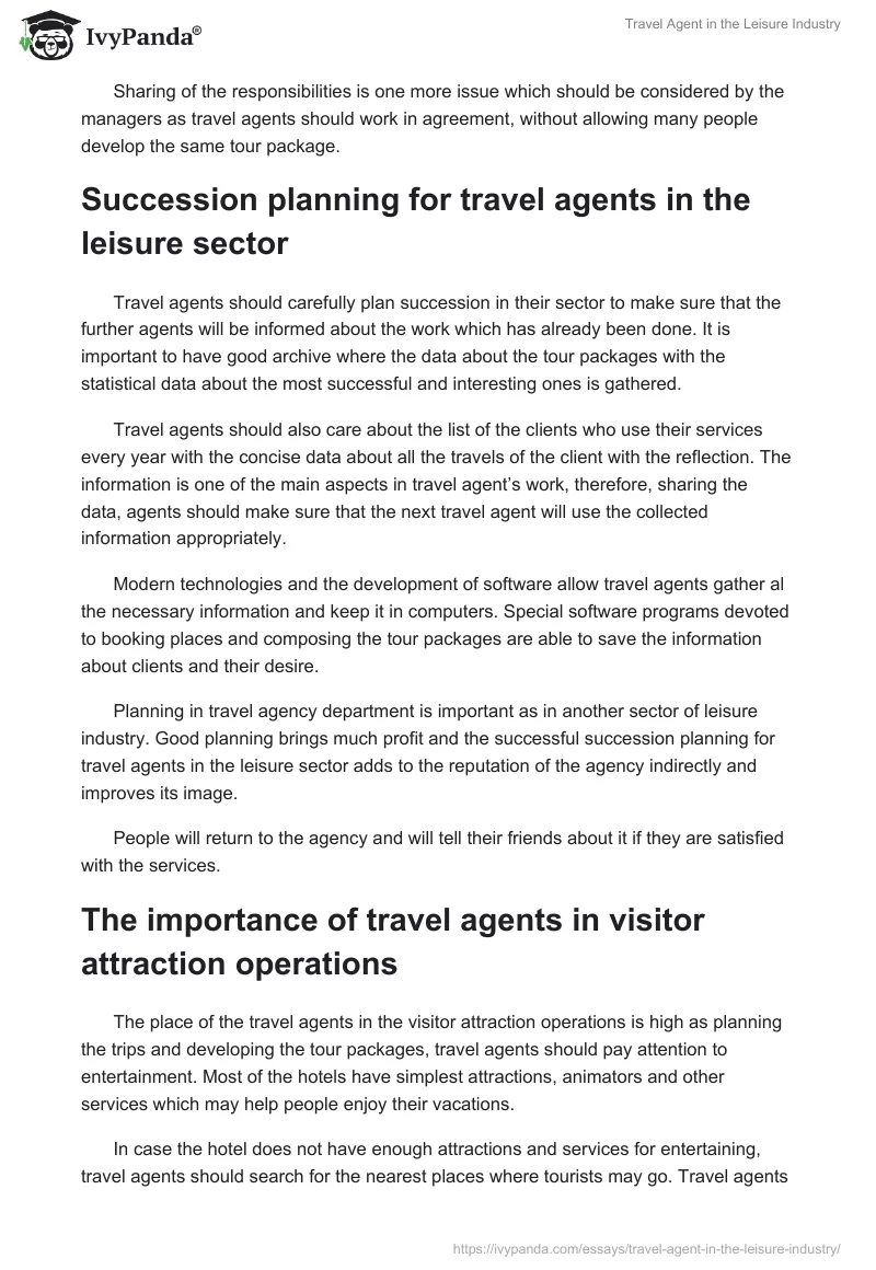Travel Agent in the Leisure Industry. Page 4
