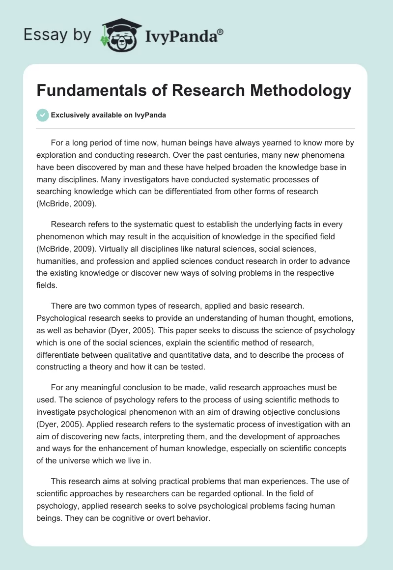 Fundamentals of Research Methodology. Page 1