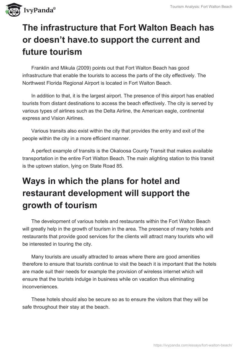 Tourism Analysis: Fort Walton Beach. Page 2