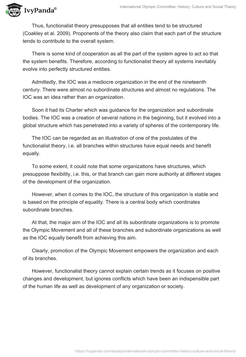 International Olympic Committee: History, Culture and Social Theory. Page 4