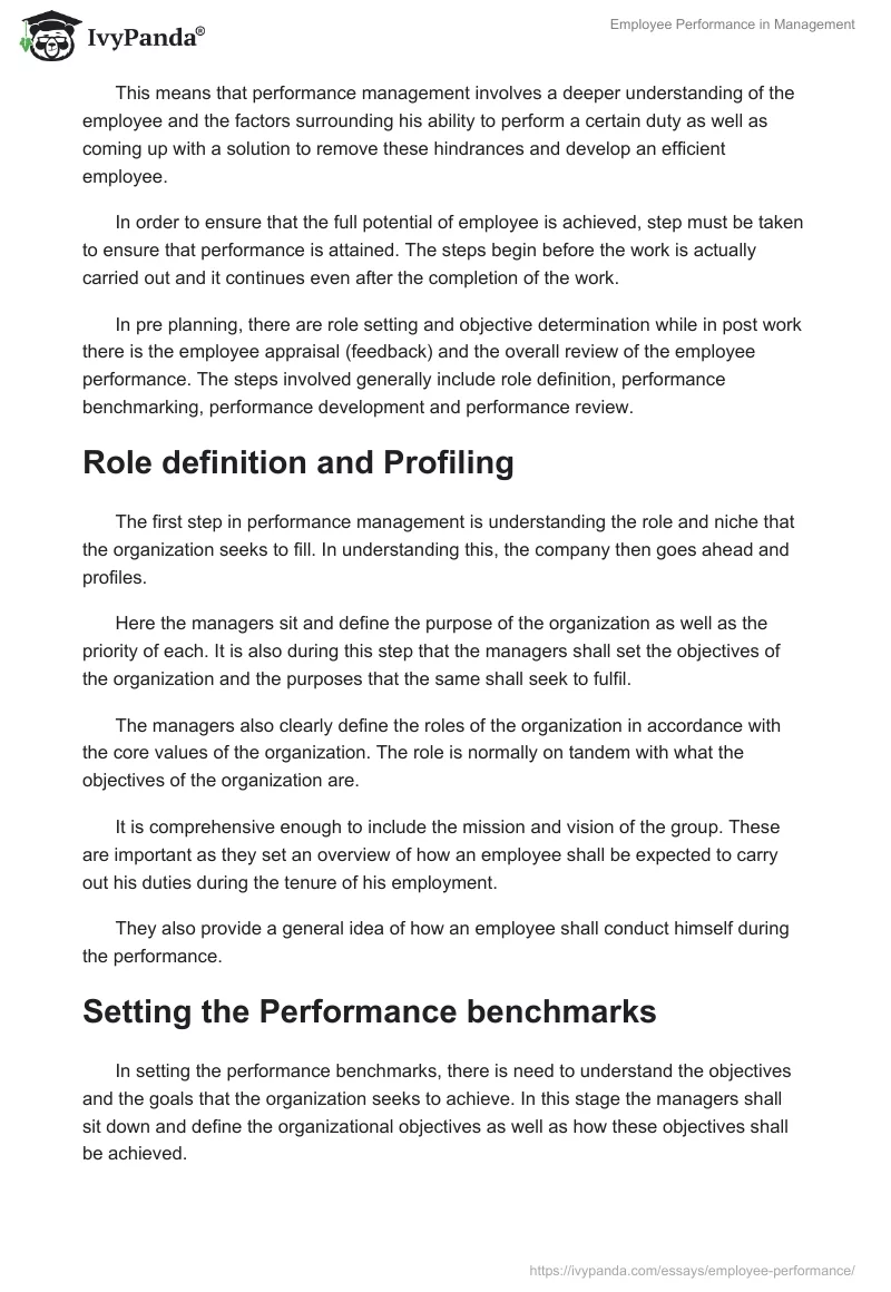 Employee Performance in Management. Page 2