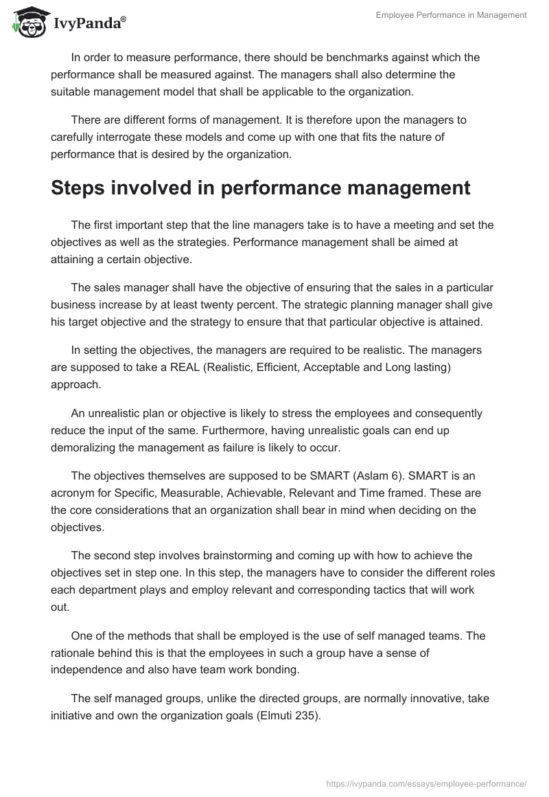 Employee Performance in Management. Page 3