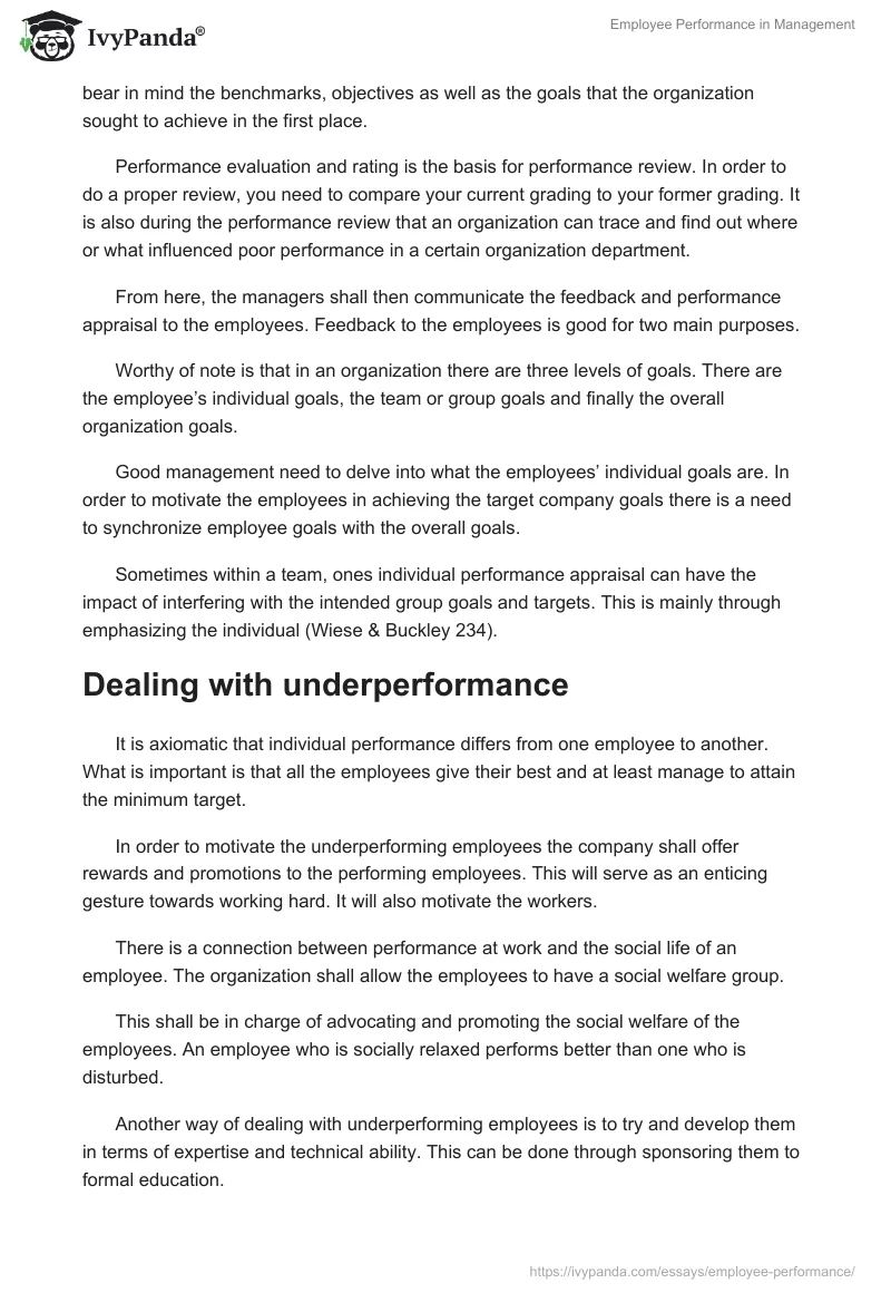 Employee Performance in Management. Page 5