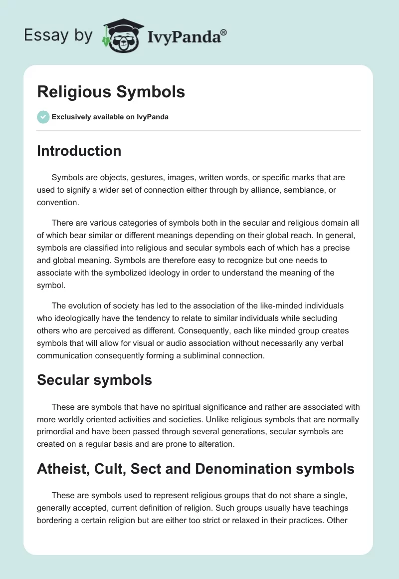 Religious Symbols. Page 1