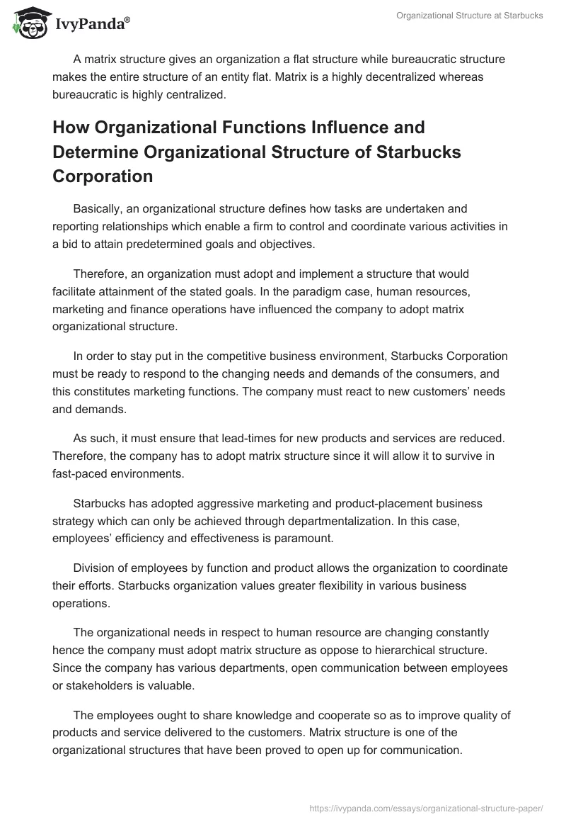 Organizational Structure at Starbucks. Page 3