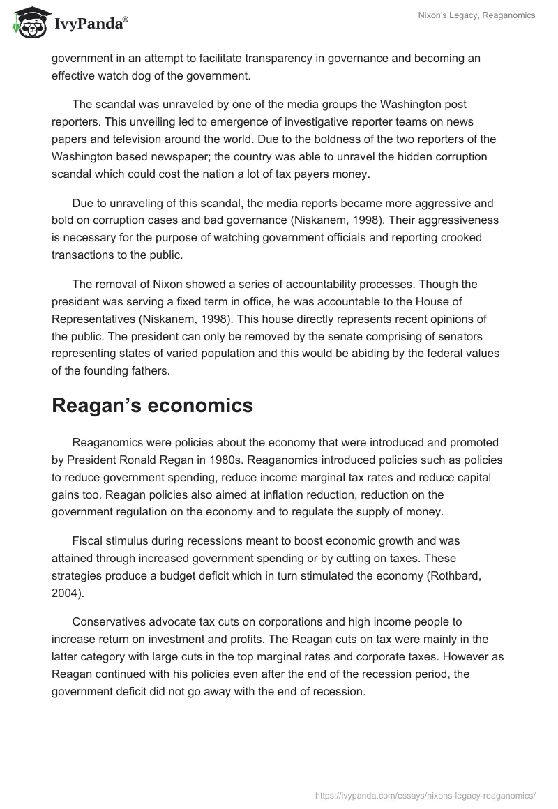 Nixon’s Legacy, Reaganomics. Page 2