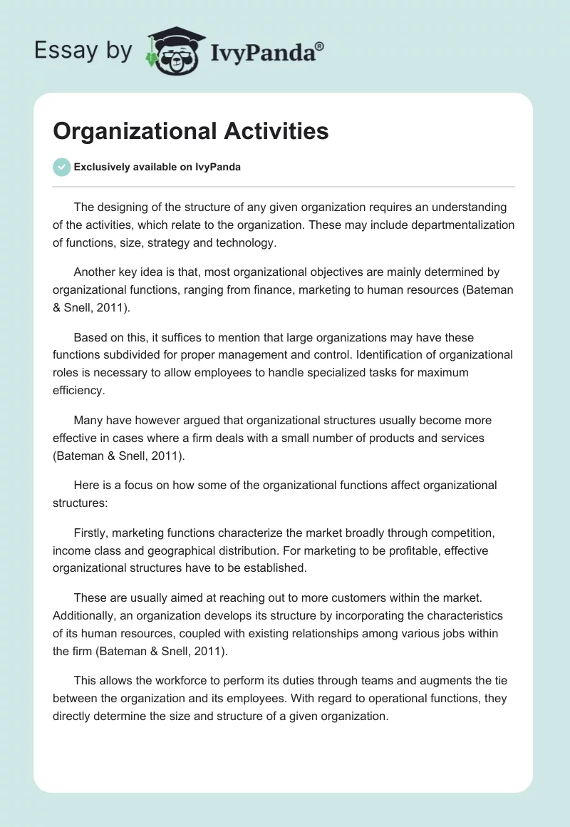 Organizational Activities. Page 1