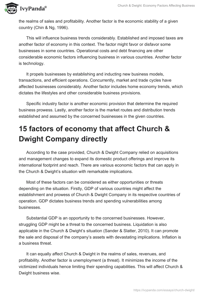 Church & Dwight: Economy Factors Affecting Business. Page 3