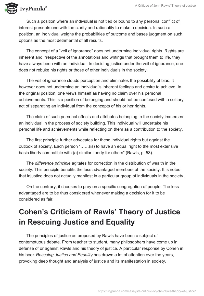 A Critique of John Rawls’ Theory of Justice. Page 3