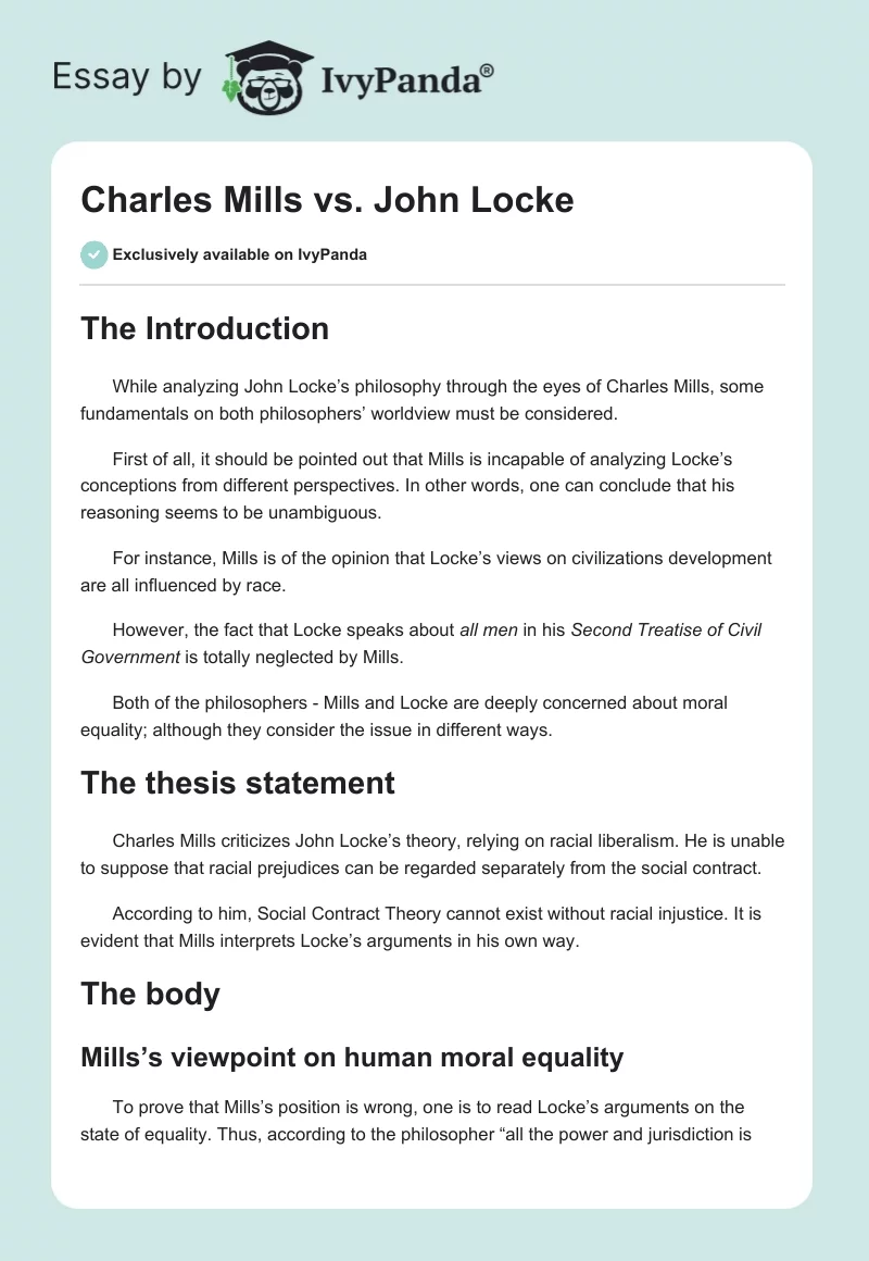 Charles Mills vs. John Locke. Page 1